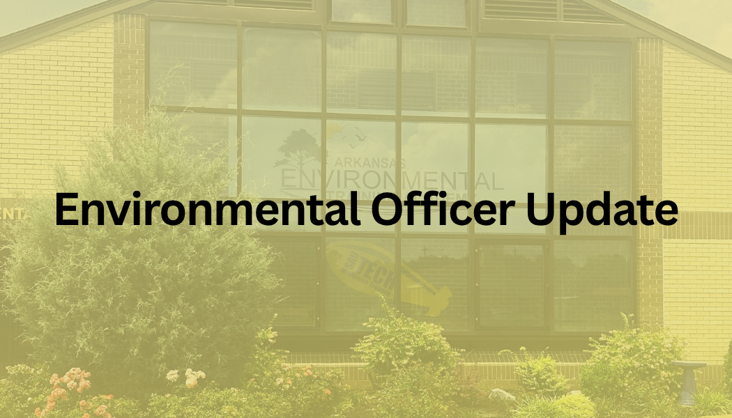 Yellow title slide reading “Solid Waste Update (Environmental Officer Update)” over a building background