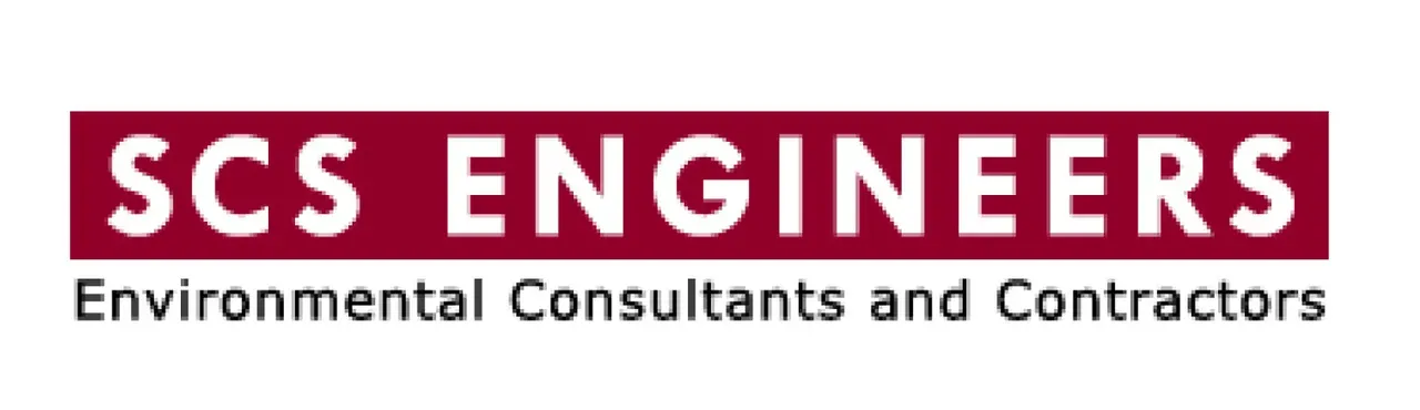 SCS Engineers logo with white text on a maroon background and the tagline “Environmental Consultants and Contractors”