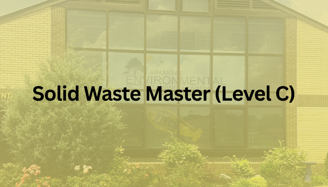 Text reading “Solid Waste Master (Level C)” over a yellow-tinted building background.
