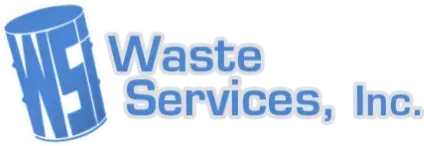 Waste Services, Inc. logo in blue with a stylized trash can icon