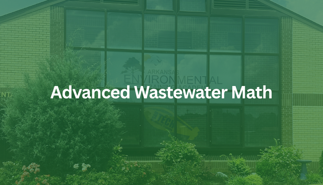 White text “Wastewater Math” over a green-tinted building and trees