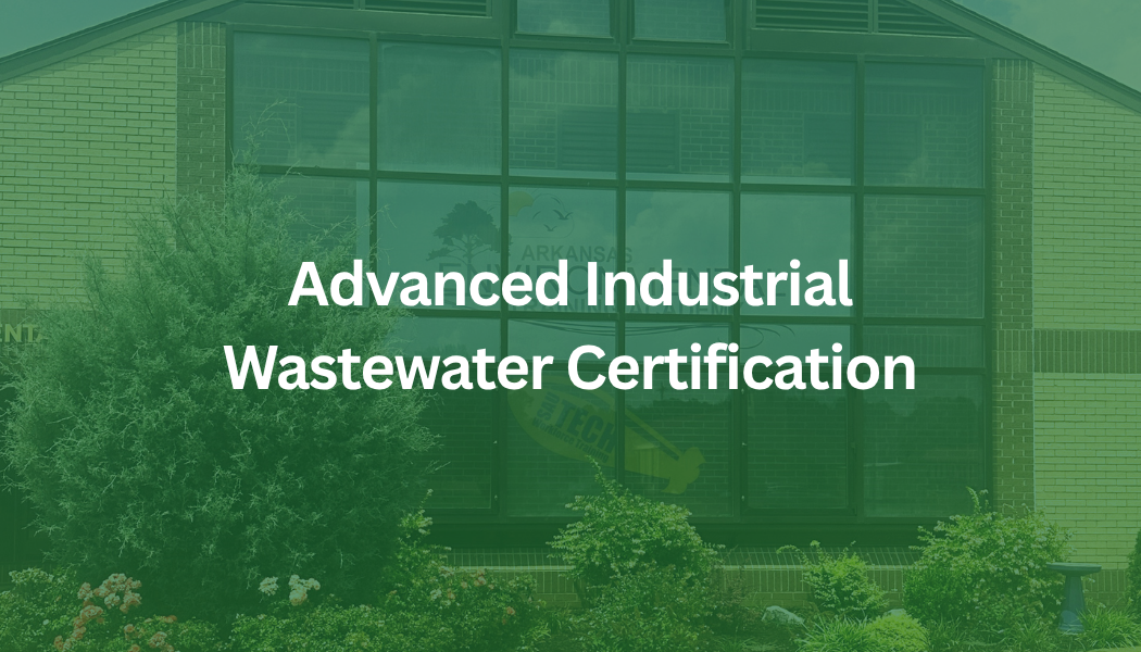 Green-tinted industrial building with white text reading “Advance Industrial Wastewater”