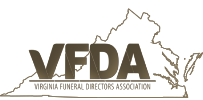 VFDA logo with Virginia outline and text for Virginia Funeral Directors Association