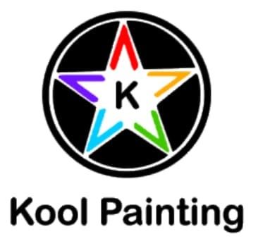 Logo for Kool Painting: Black circle with a star inside, multicolored points, "K" in the center, and black text below.