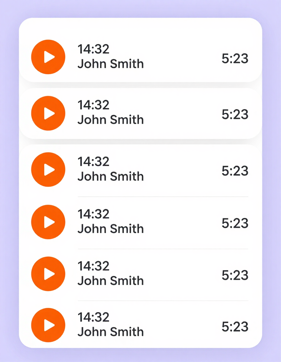 Call recording playback interface mockup