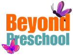 Beyond Preschool logo in orange and teal with two purple butterflies