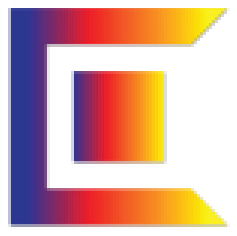 Stylized gradient logo shaped like a blocky C with a square center