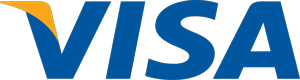 A blue and yellow visa logo on a white background