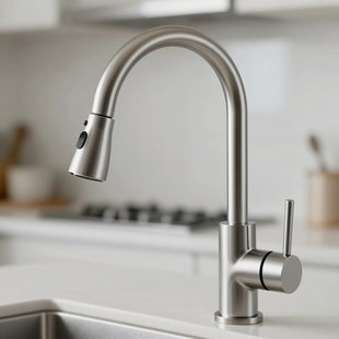 Rubinetto da cucina moderno in acciaio inox