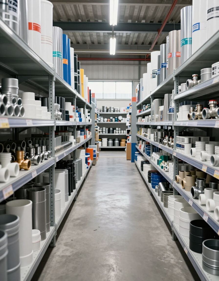 Showroom e magazzino HIDRO WORLD con scaffalature di materiale idraulico