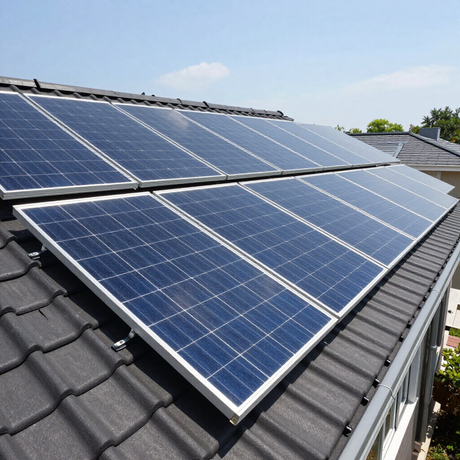Pannelli solari su tetto per energie rinnovabili