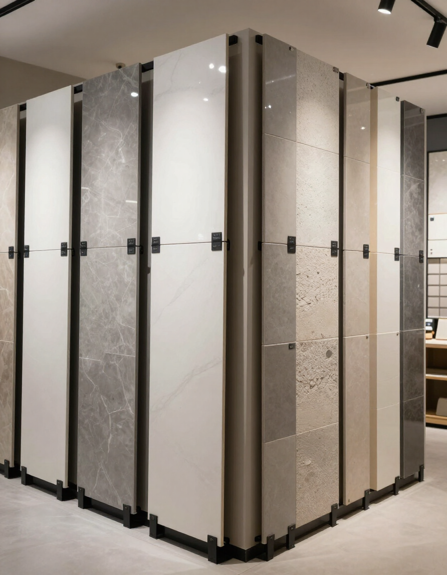 Showroom con campioni di gres porcellanato e piastrelle