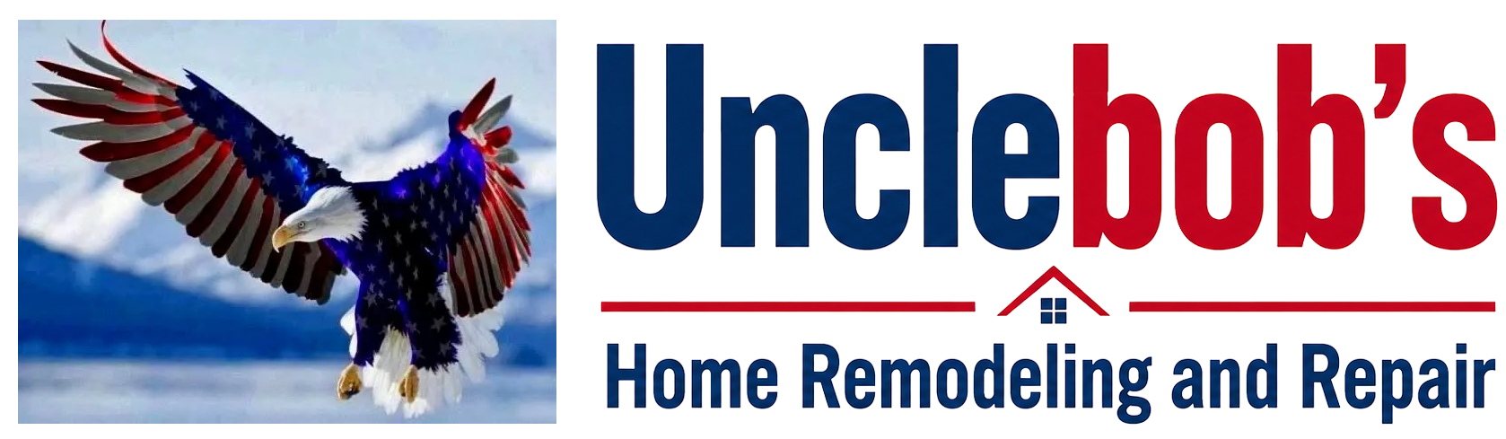Unclebob&rsquo;s Home Remodeling and Repair logo with blue text and a flying eagle graphic