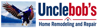 Unclebob’s Home Remodeling and Repair logo with blue text and a flying eagle graphic