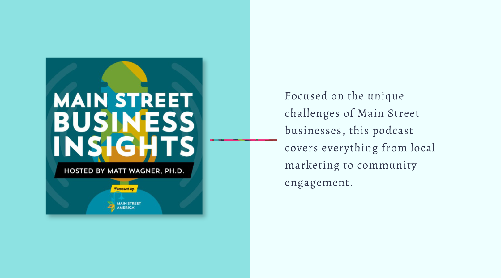 A poster for main street business insights on a blue background