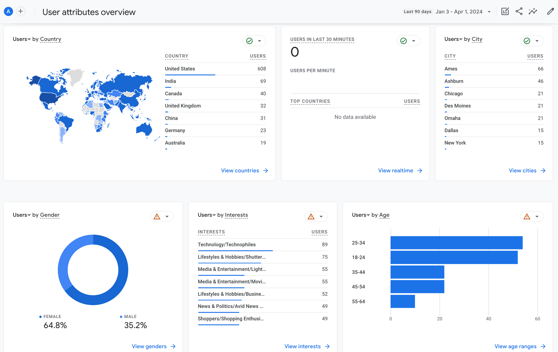 Graphic overview of who your website is attracting for visitors