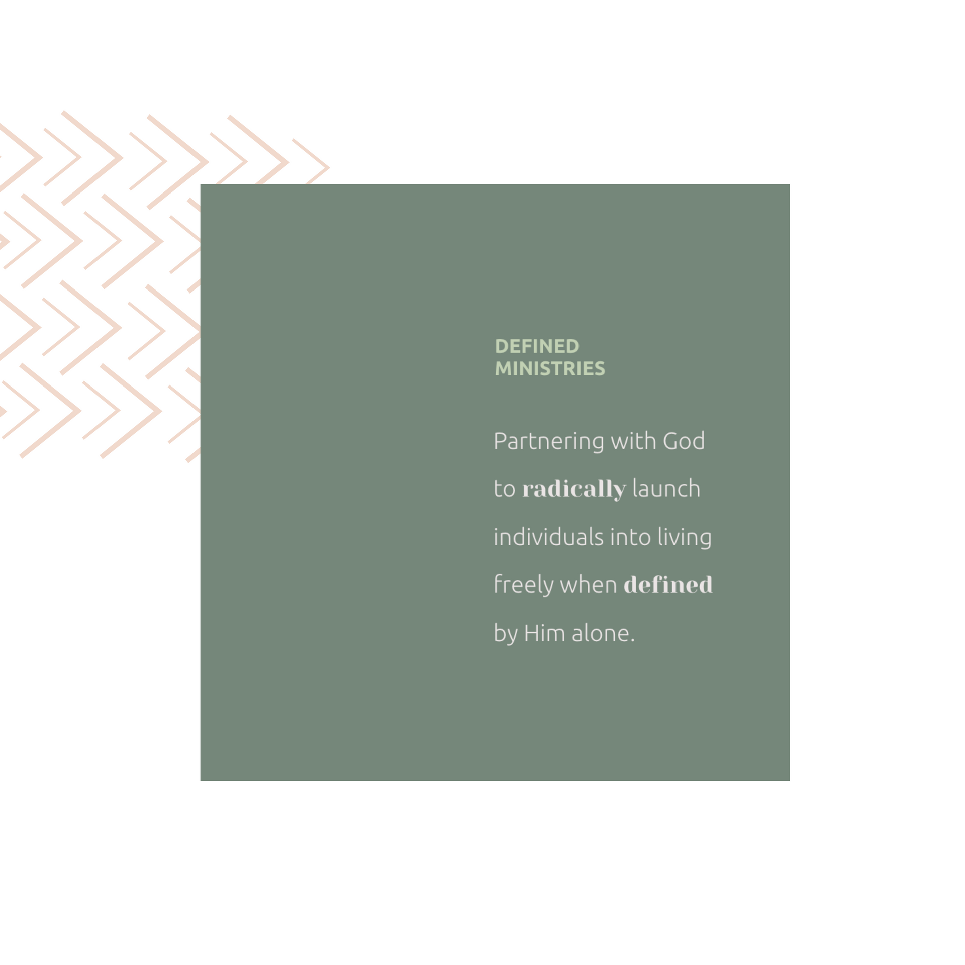 A green square with the words `` defined ministries '' written on it.