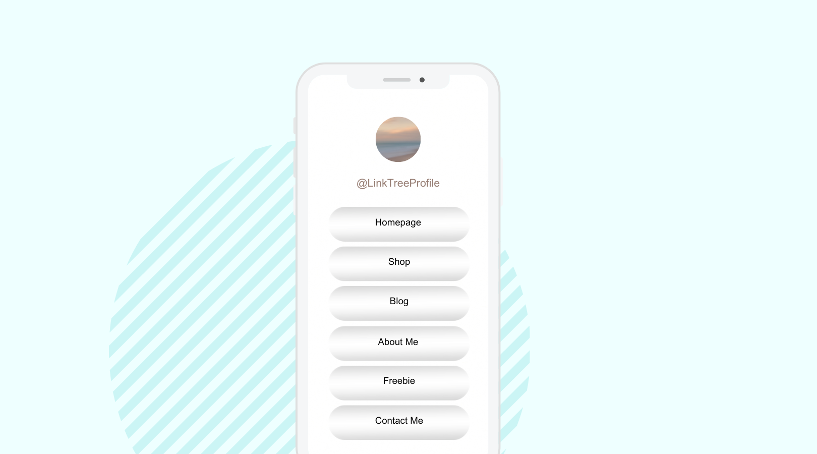 A cell phone is sitting on a table with a striped background.