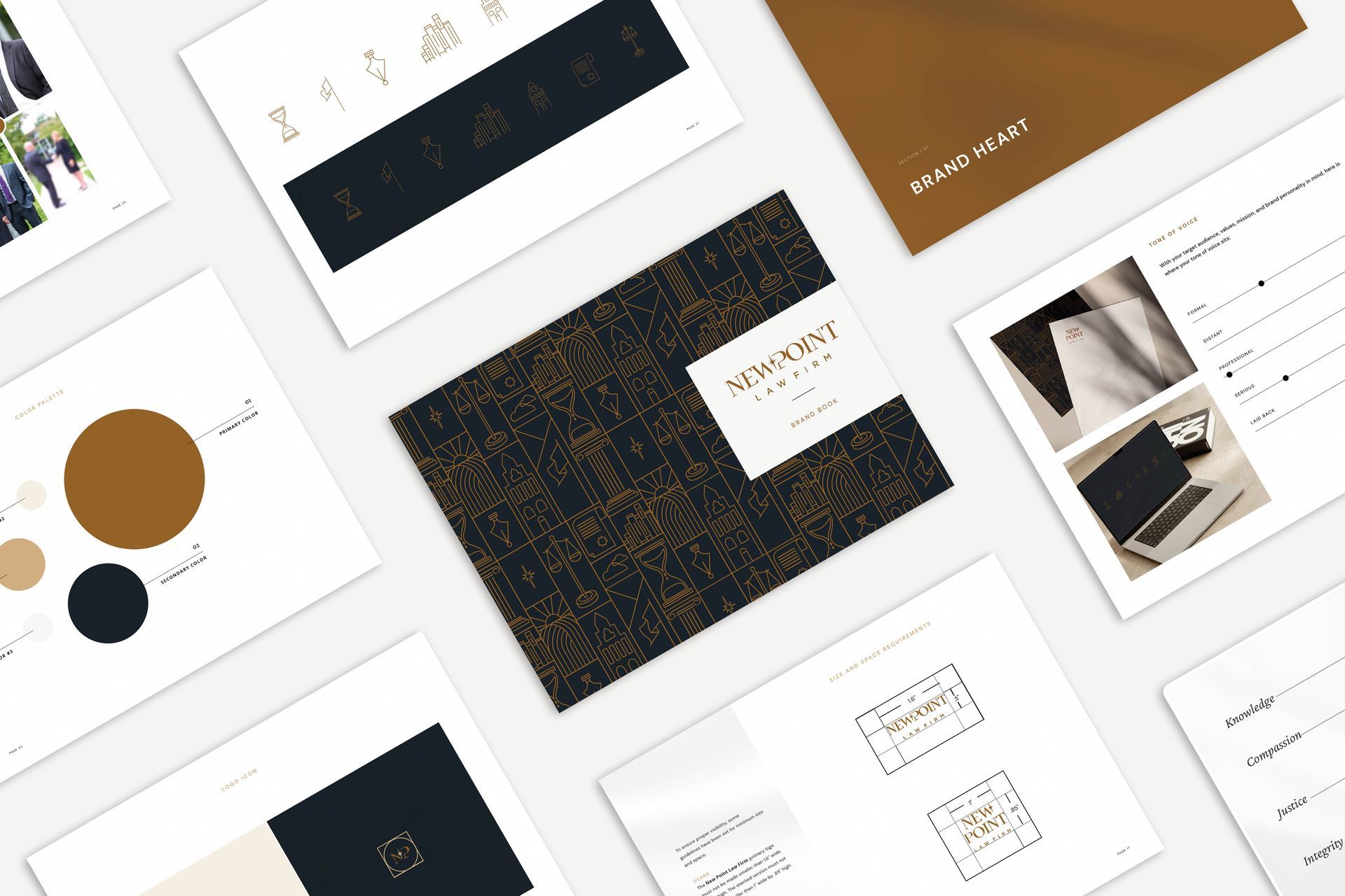 Flatlay of pages from a brand guidelines document