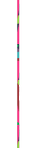 A pink and blue striped ribbon on a white background.