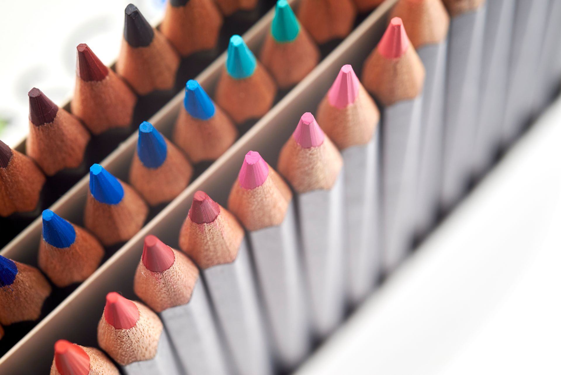 Close up of colored pencils