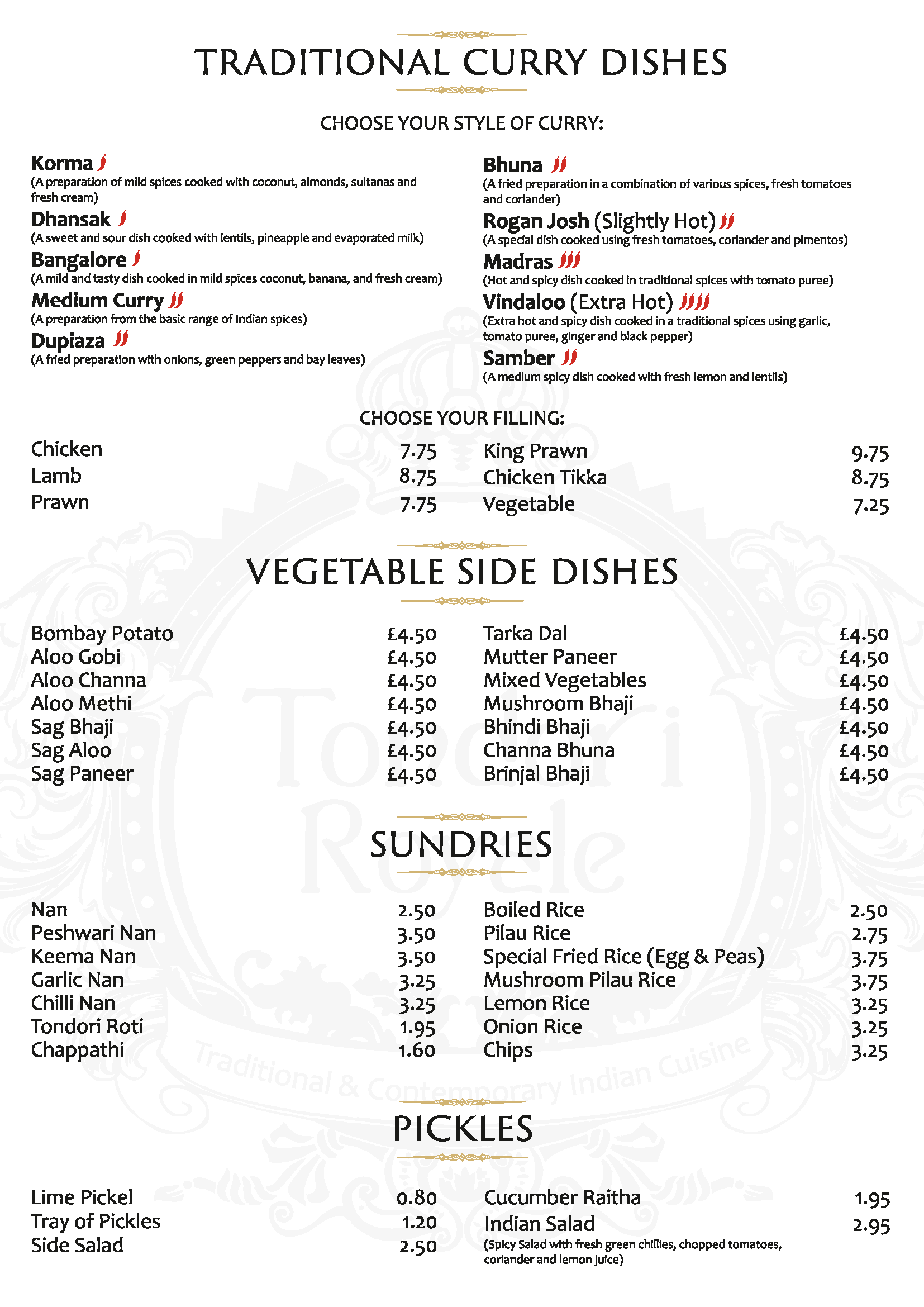 Menu Tondori Royale