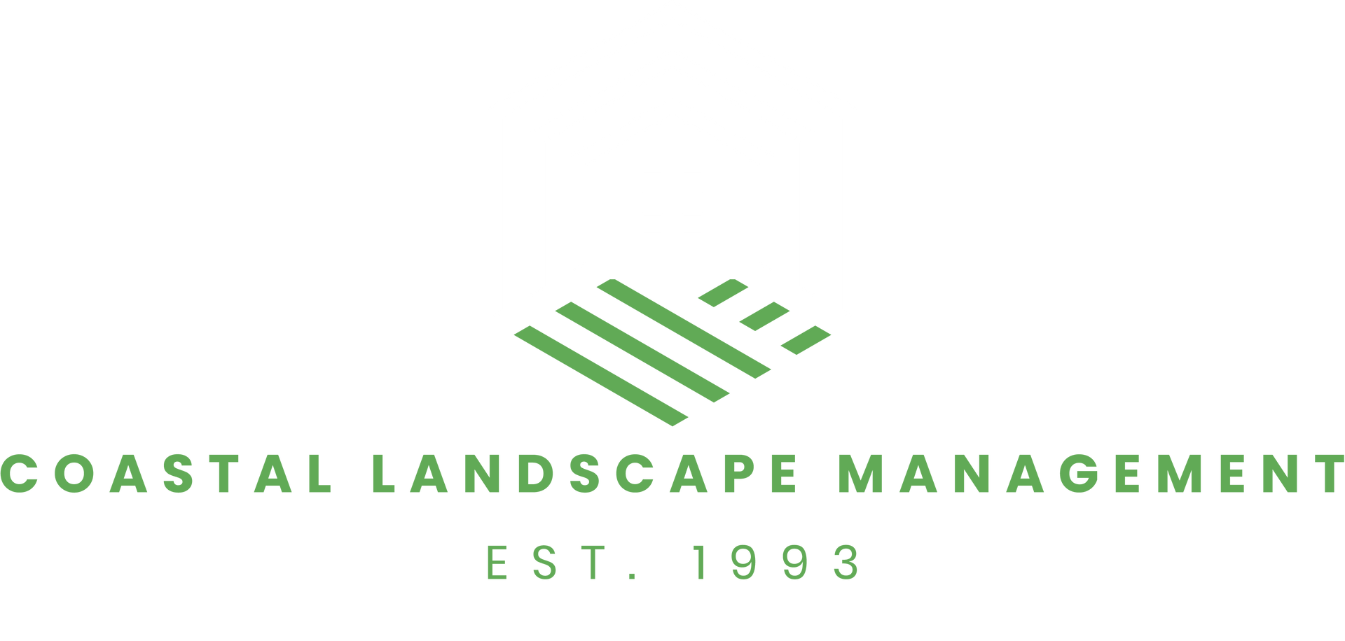 The logo for coastal landscape management is green and white.