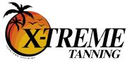 XtremE Tanning logo with orange sun and palm trees
