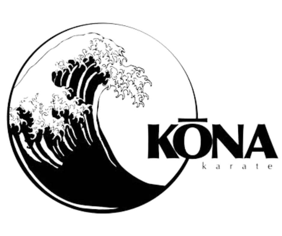 A black and white logo for kona karate