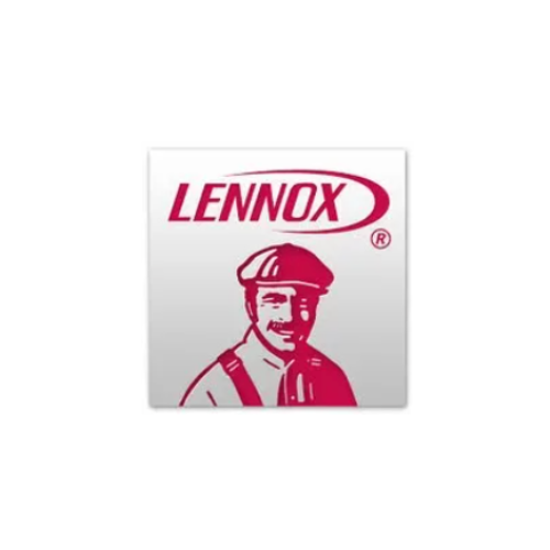 A lennox logo with a man wearing a hat