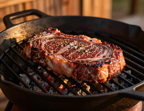Beef Blend seasoning on a ribeye steak