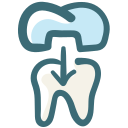 A tooth with an arrow pointing down at it.