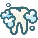A tooth with foam coming out of it.