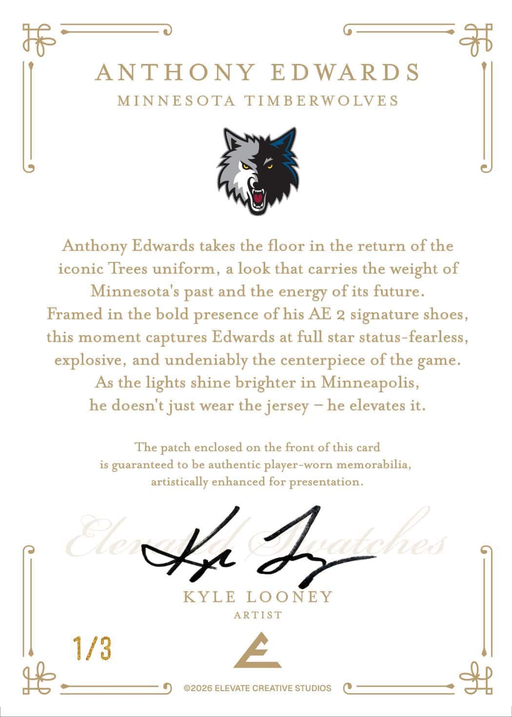 Anthony Edwards Elevated Swatches Card Back