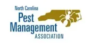North Carolina Pest Management Association logo with blue text and gold state pest icon