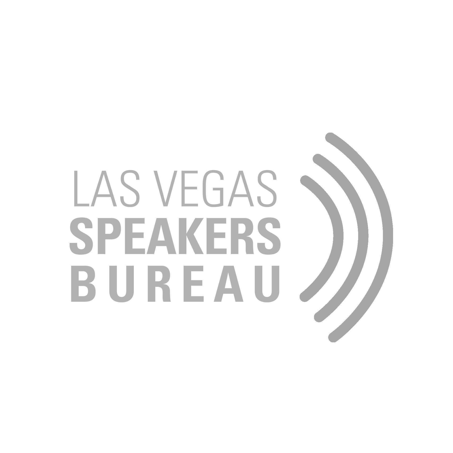 Gray Las Vegas Speakers Bureau logo on white