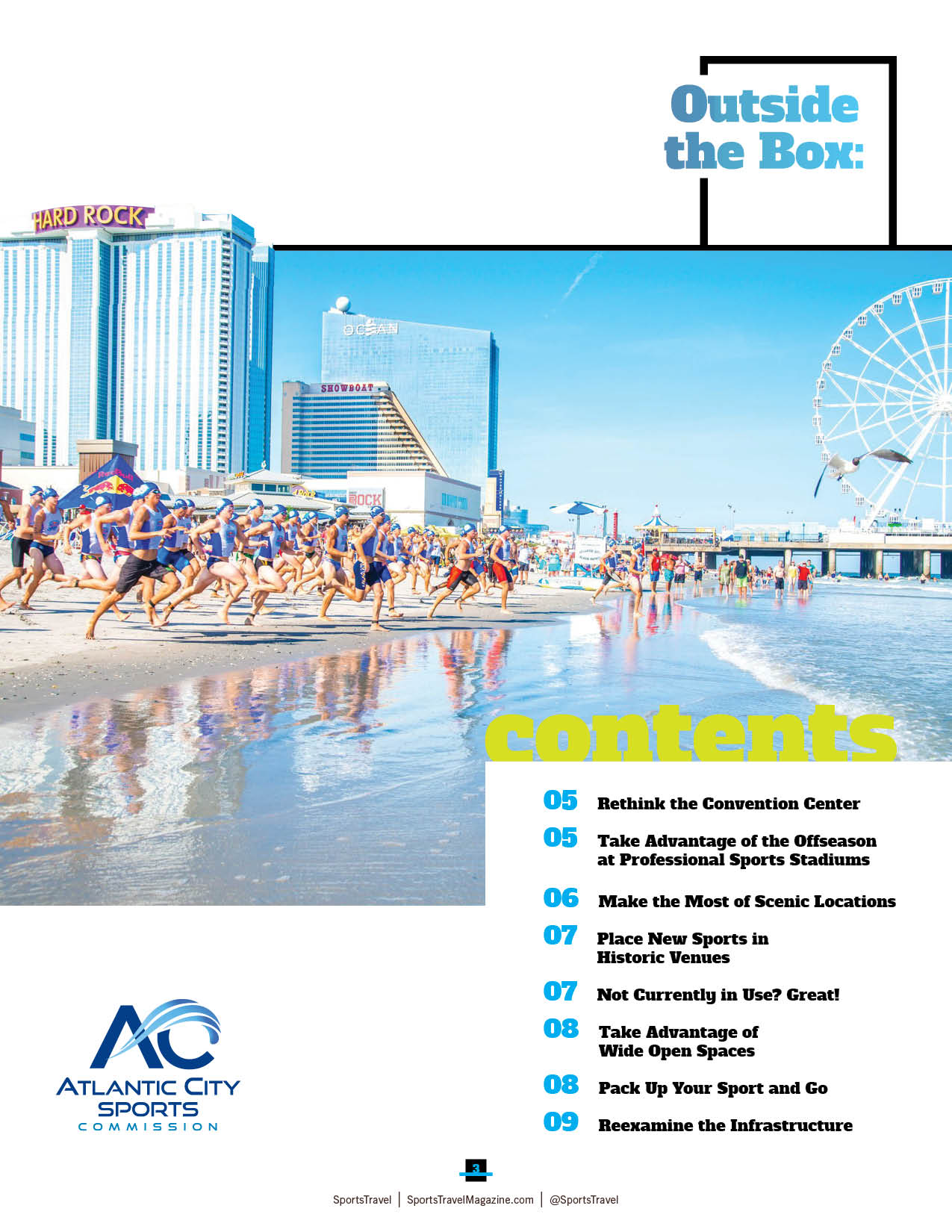 Magazine cover with people running on a beach in Atlantic City.