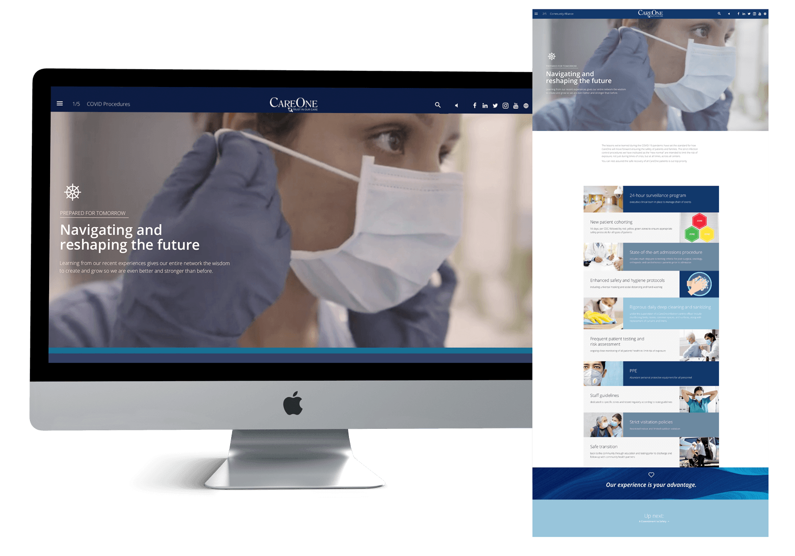 Careone Interactive digital publication page on Mac screen reading Navigating and Reshaping the future