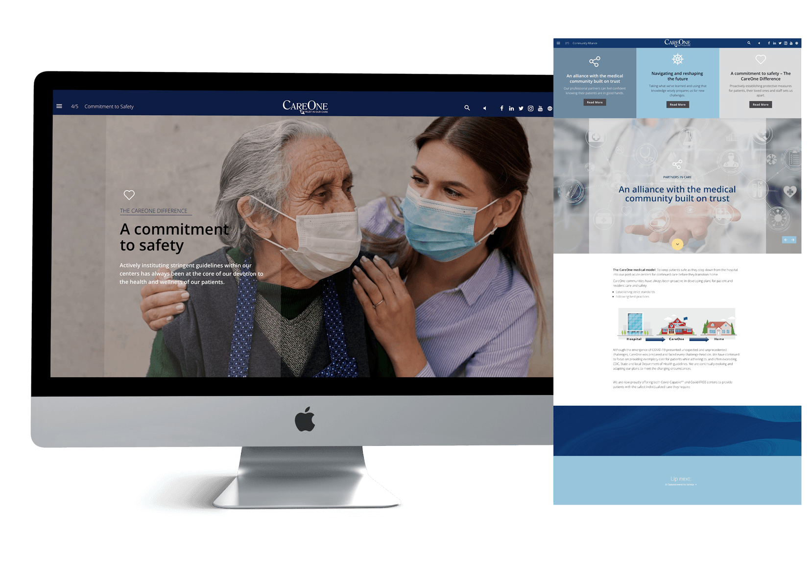 Careone Interactive digital publication page on Mac screen reading Commitment to Safety