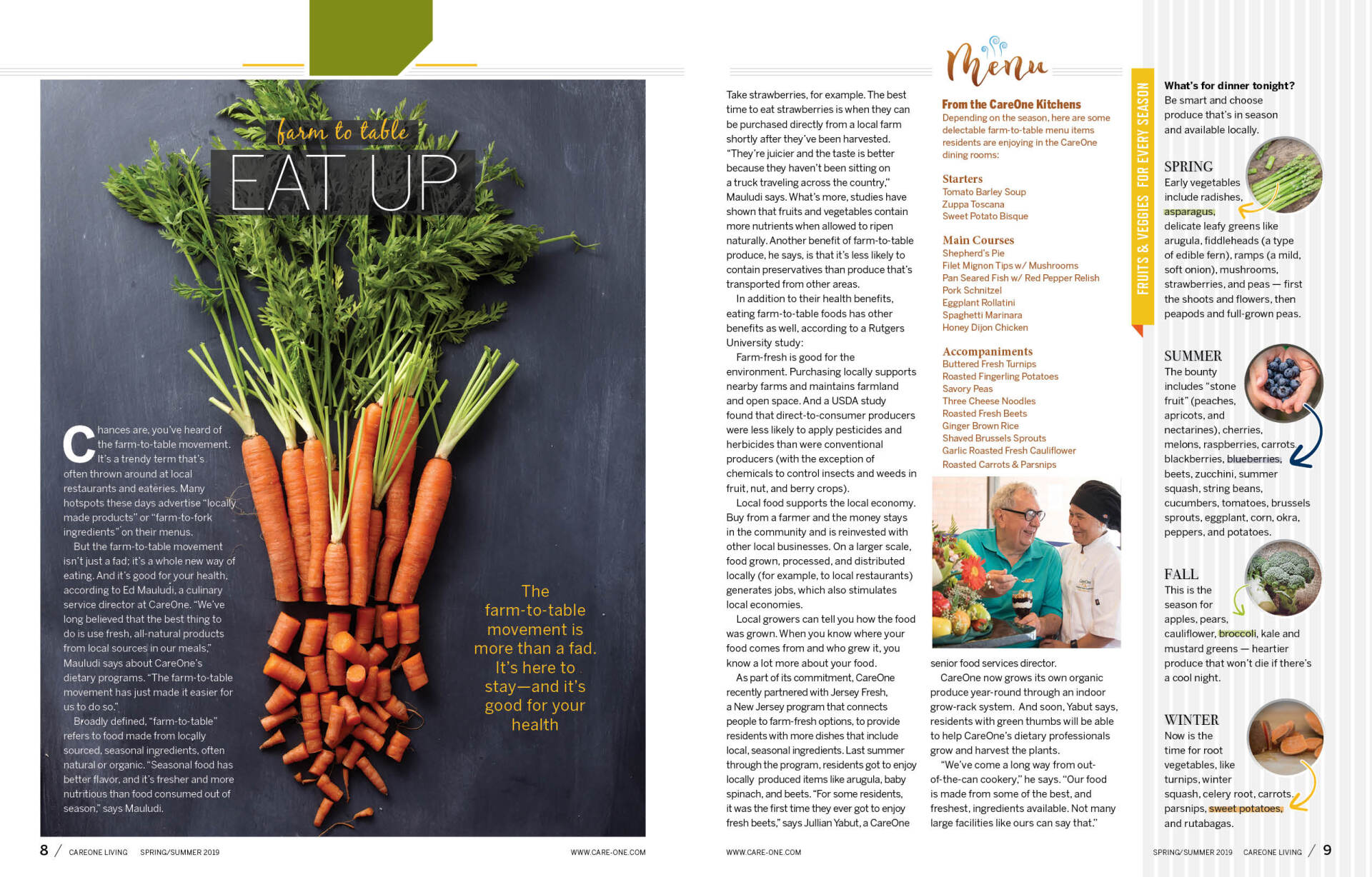 CareOne Living Magazine spread