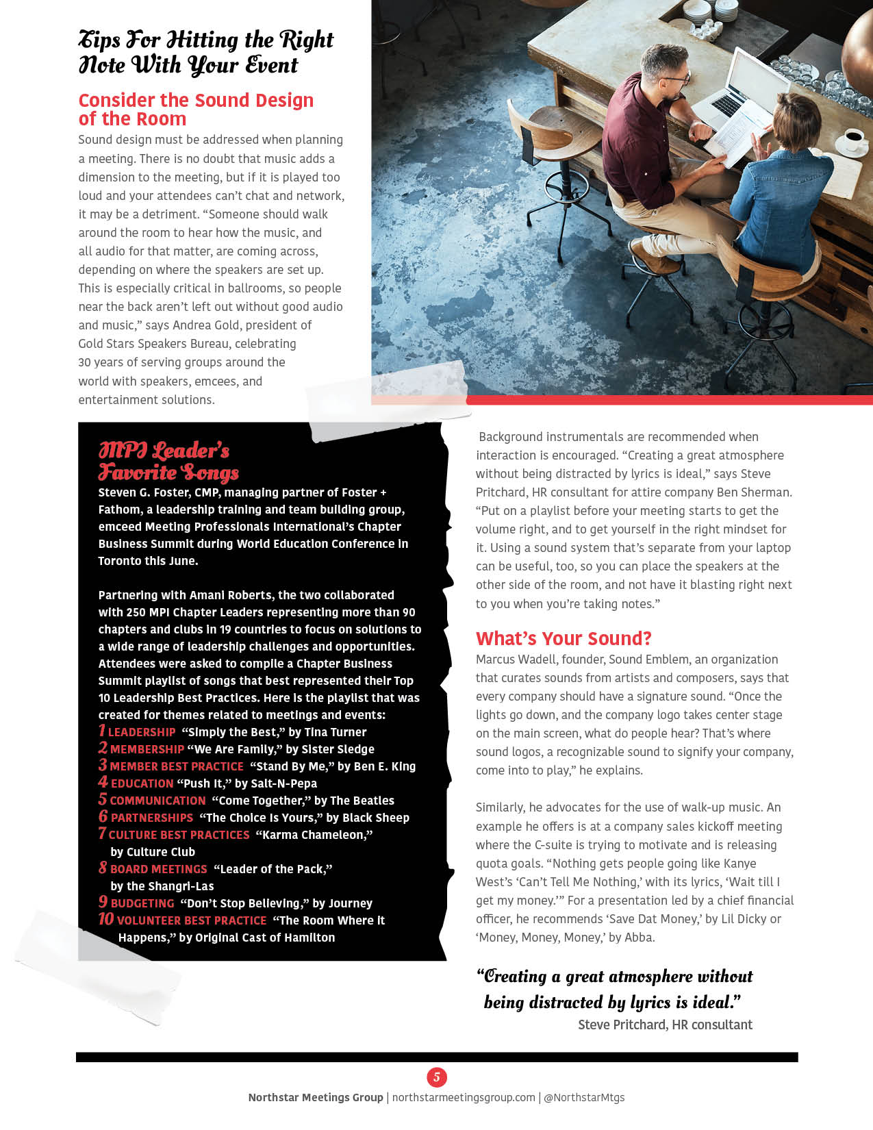 Two people at a table looking at a laptop. Article on social media with a red and black design.