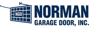 Norman Garage Door, Inc. logo with blue garage door icon and bold blue text