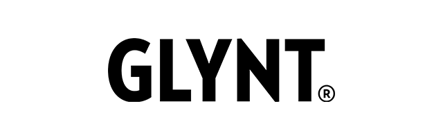 Ein schwarz-weißes Logo für Glynt auf weißem Hintergrund
