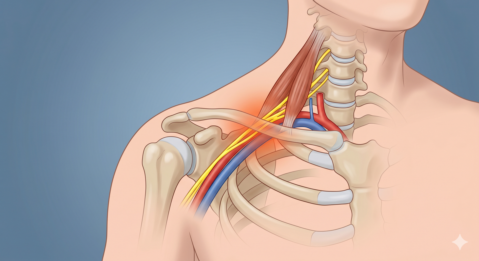 Si vede un disegno anatomico dello Stretto Toracico