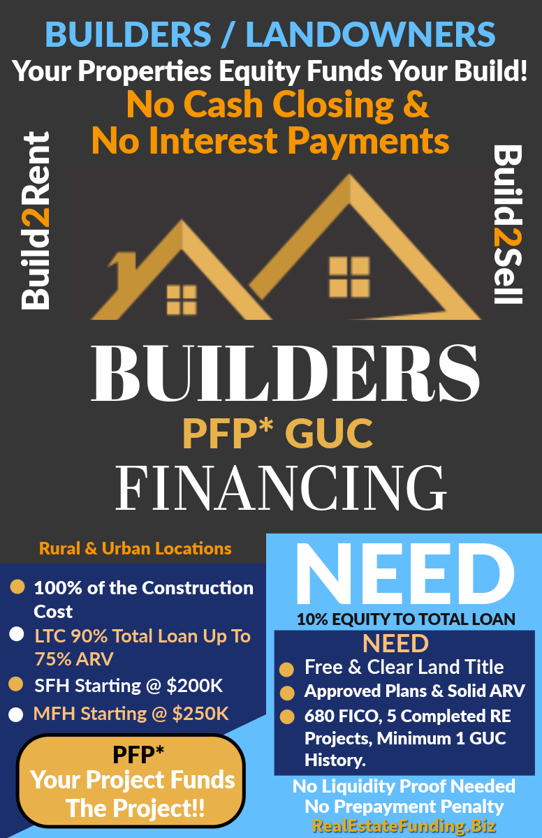 Spec Builders LOC (Line of Credit) with 2.5% Fees Up To $5M, $60K same day draw with deferred Interest Payment Options