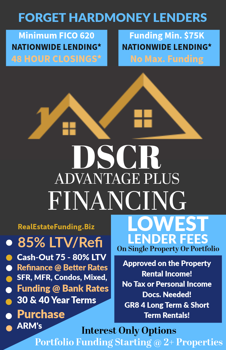 DSCR Funding Minimum FICO 620, Funding Min. $75K, 48 Hours  Closing Nationwide Lending 2+ properties for a portfolio blanket loan
