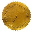 Gouden zegel met de tekst 