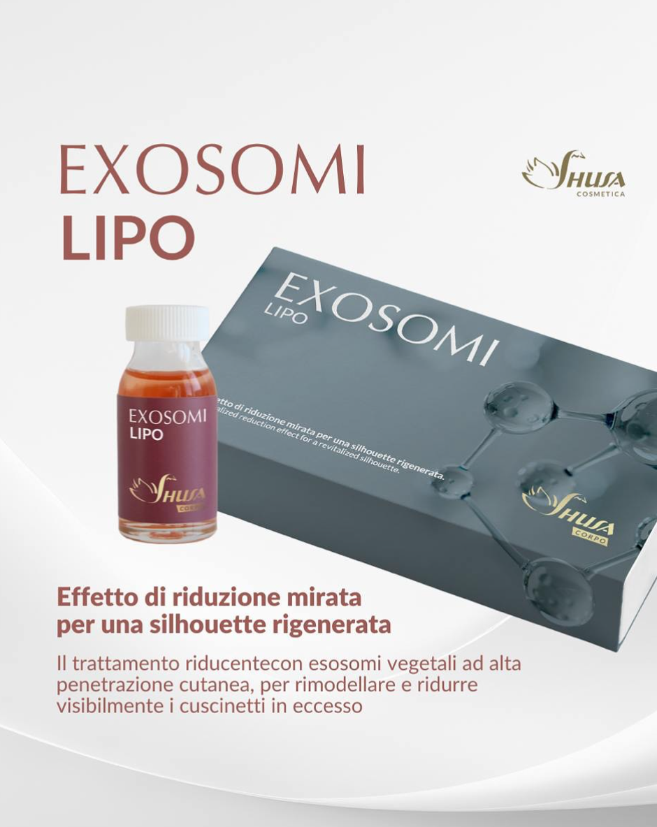 EXOSOMI LIPO supplement bottle and box on white background with Italian product text