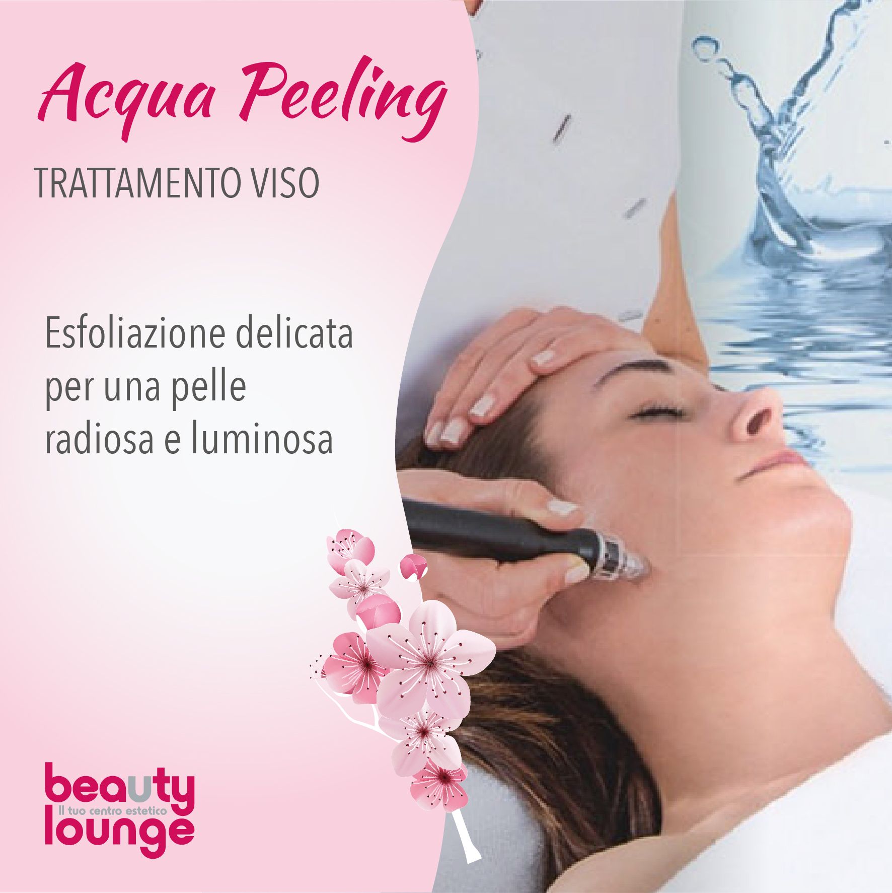 Una donna sta ricevendo un trattamento di peeling all'acqua nel salone di bellezza