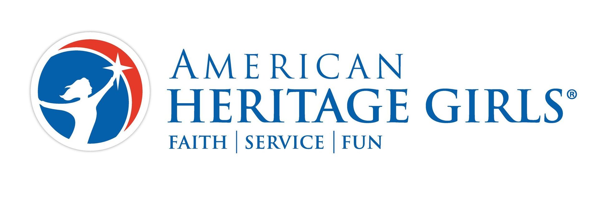 The logo for American Heritage Girls: faith service fun